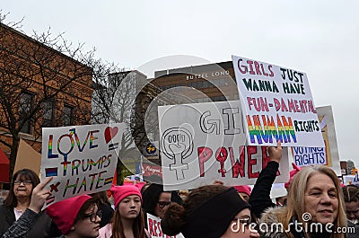 Women`s March Ann Arbor 2017 Editorial Stock Photo